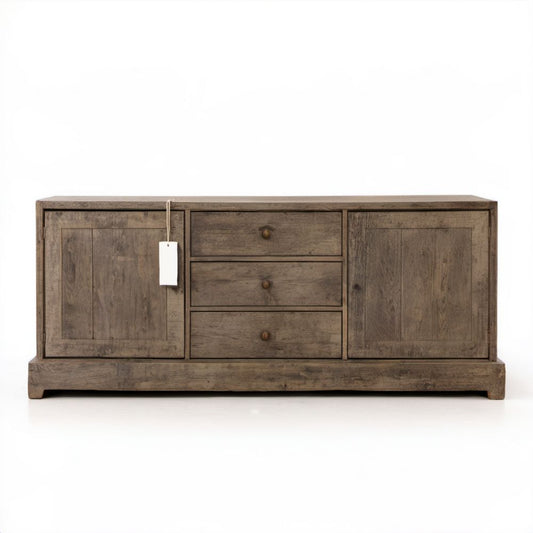 Brązowy kredens drewniany z litego drewna sosnowego, 180 × 45 × 85 cm